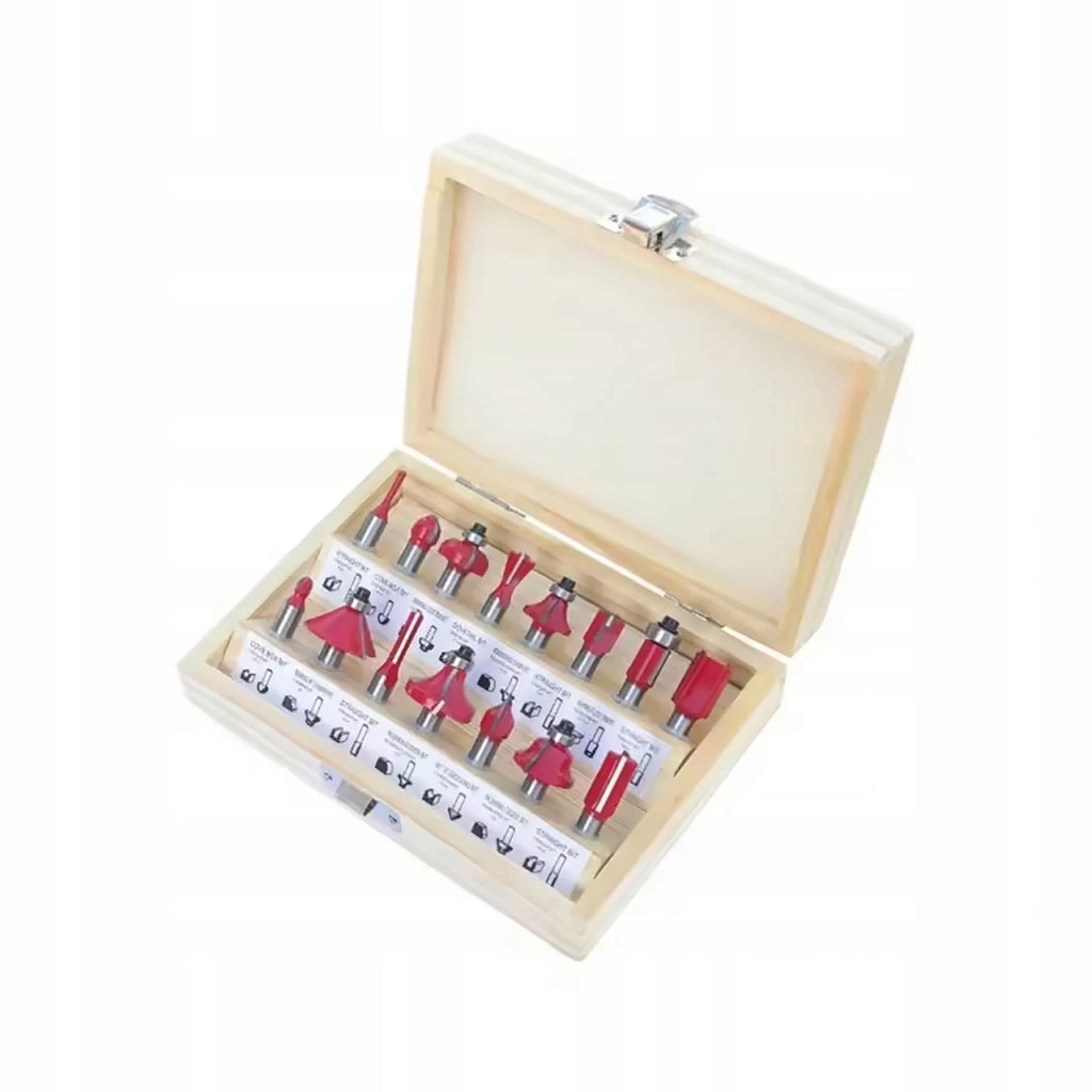 Set Frese per Legno Rosfix WoodCut Pro 15 – 15 Pezzi | Trascinatore 6,35 mm | Alta Qualità, Acciaio e Carburo