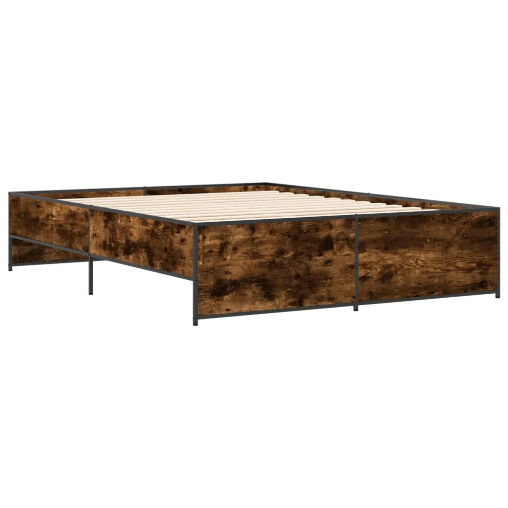 Giroletto-Struttura Letto Rovere Fumo 140x200 cm in Legno Multistrato Metallo 926631
