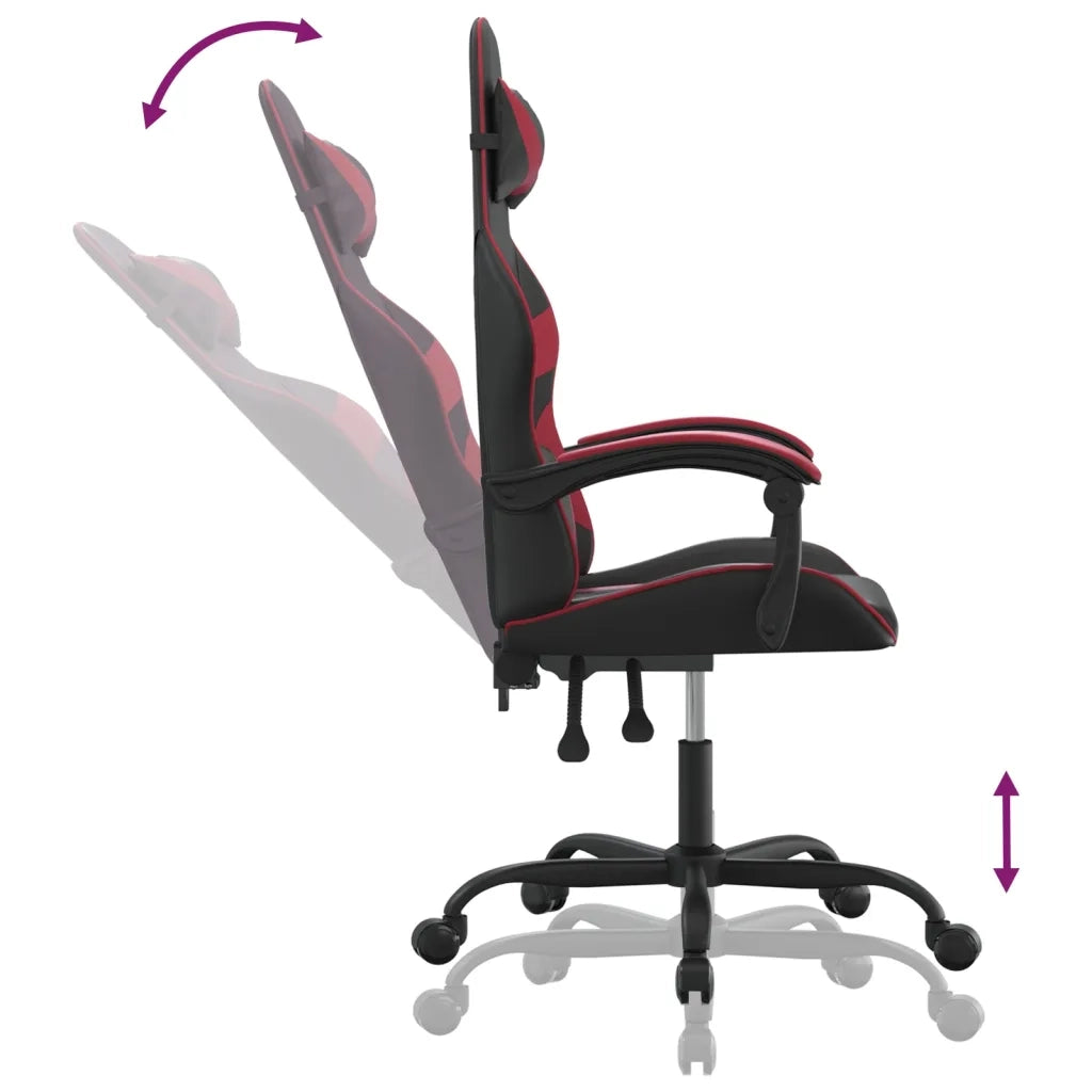 Sedia da Gaming Girevole Nero e Rosso Vino in Similpelle cod mxl 70466