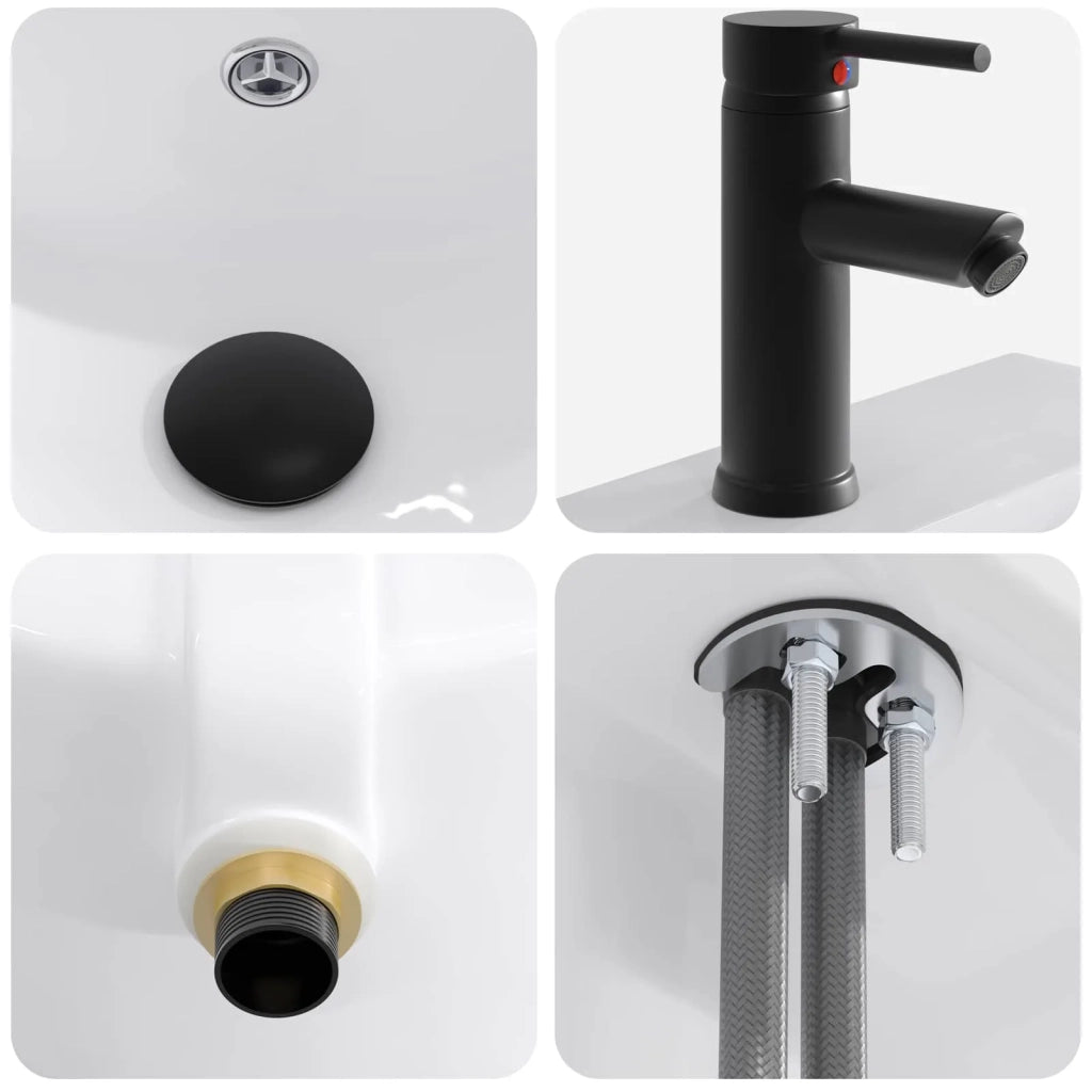 Lavabo da bagno Nero Opaco 42 x 40 x 16,5 cm Metallo