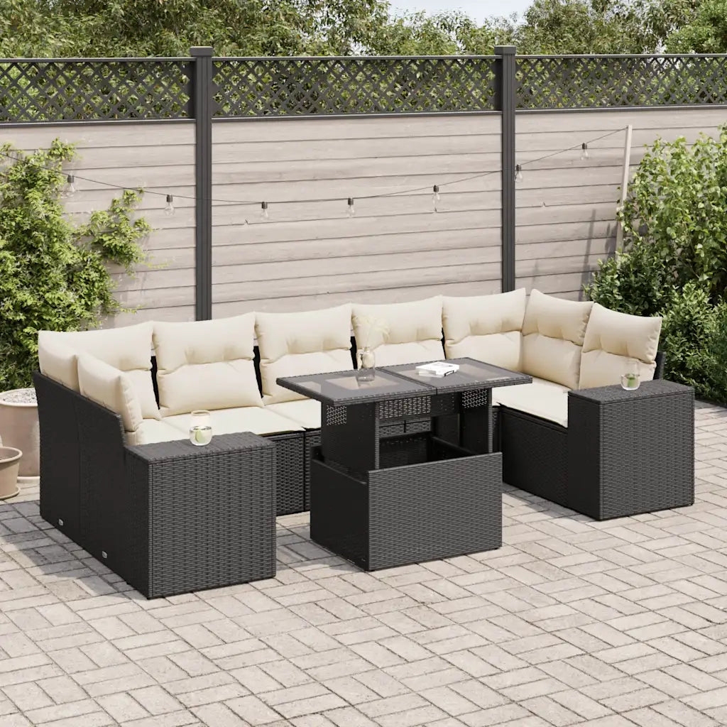 Set Divani da Giardino con Cuscini 8 pz Nero in Polyrattan 3326757