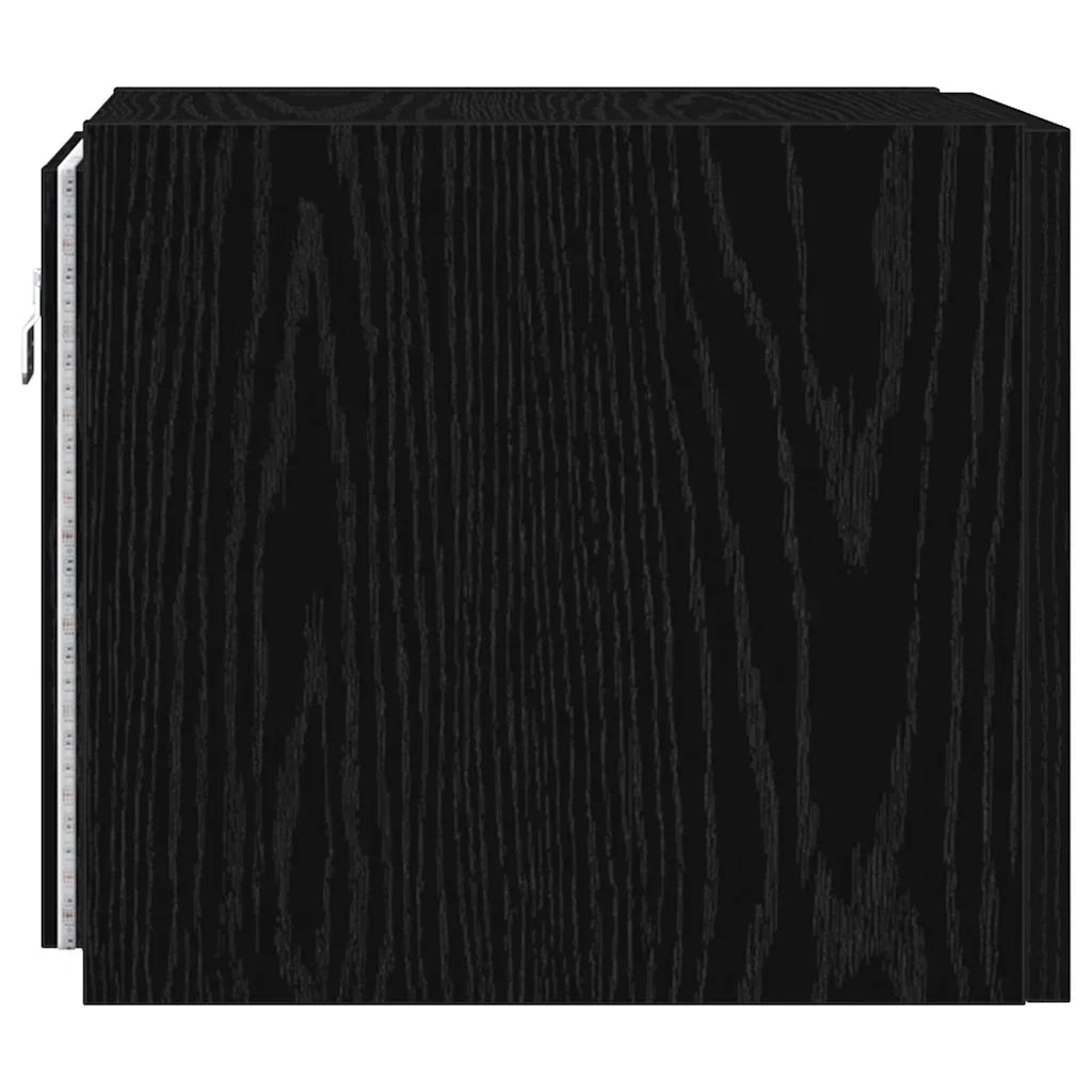 Mobile TV moderno a parete con illuminazione LED versatile 30,5 x 35 x 30 cm realizzato in legno composito di rovere nero 02_0055049