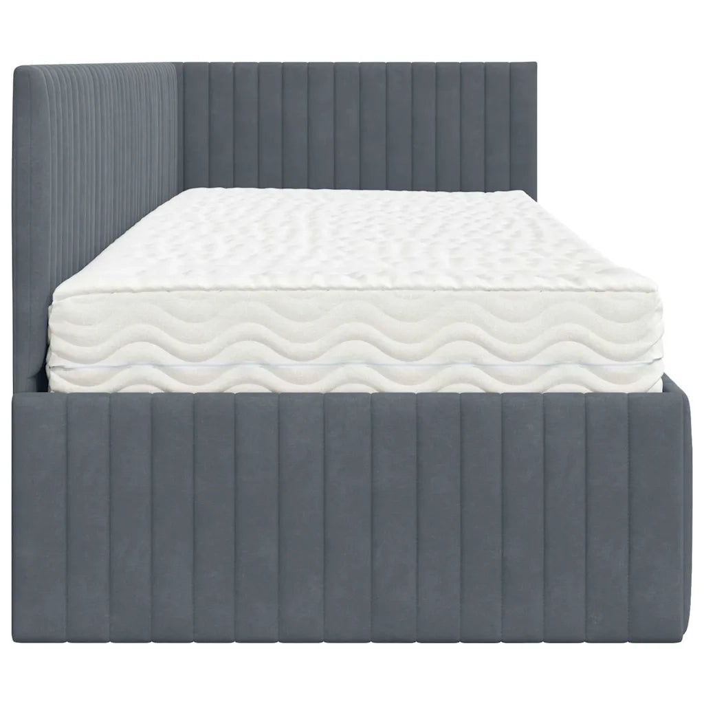 Struttura Letto Angolare con Materasso 2 pz-Giroletto con materasso Grigio Velluto 625125