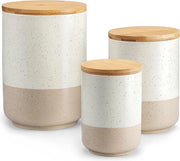 Contenitori di magazzino ceramici con coperture a tenuta dell'aria, contenitori di magazzino 2400 ml/1250 ml/600 ml, contenitori di magazzino per la cucina per caffè, zucchero, tè, cereali per colazione, farina, spezie, beige