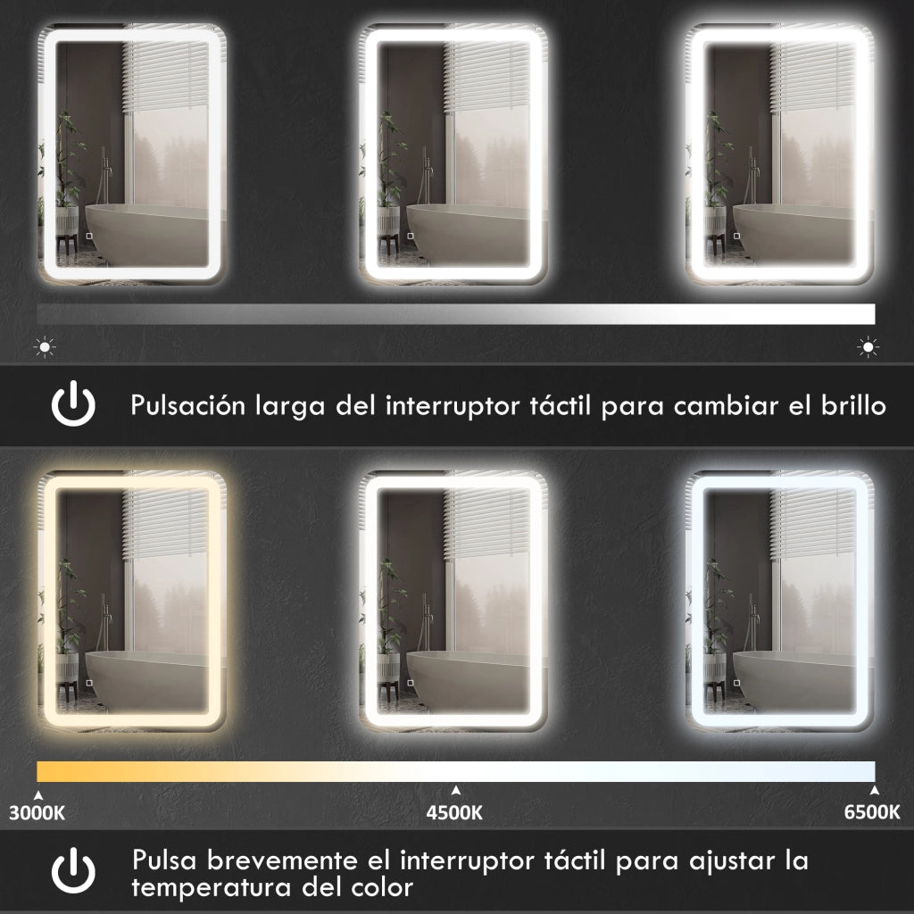 Specchio da Bagno con Luce LED Antivaho ¨C Minimal ¨C 50x70 cm
