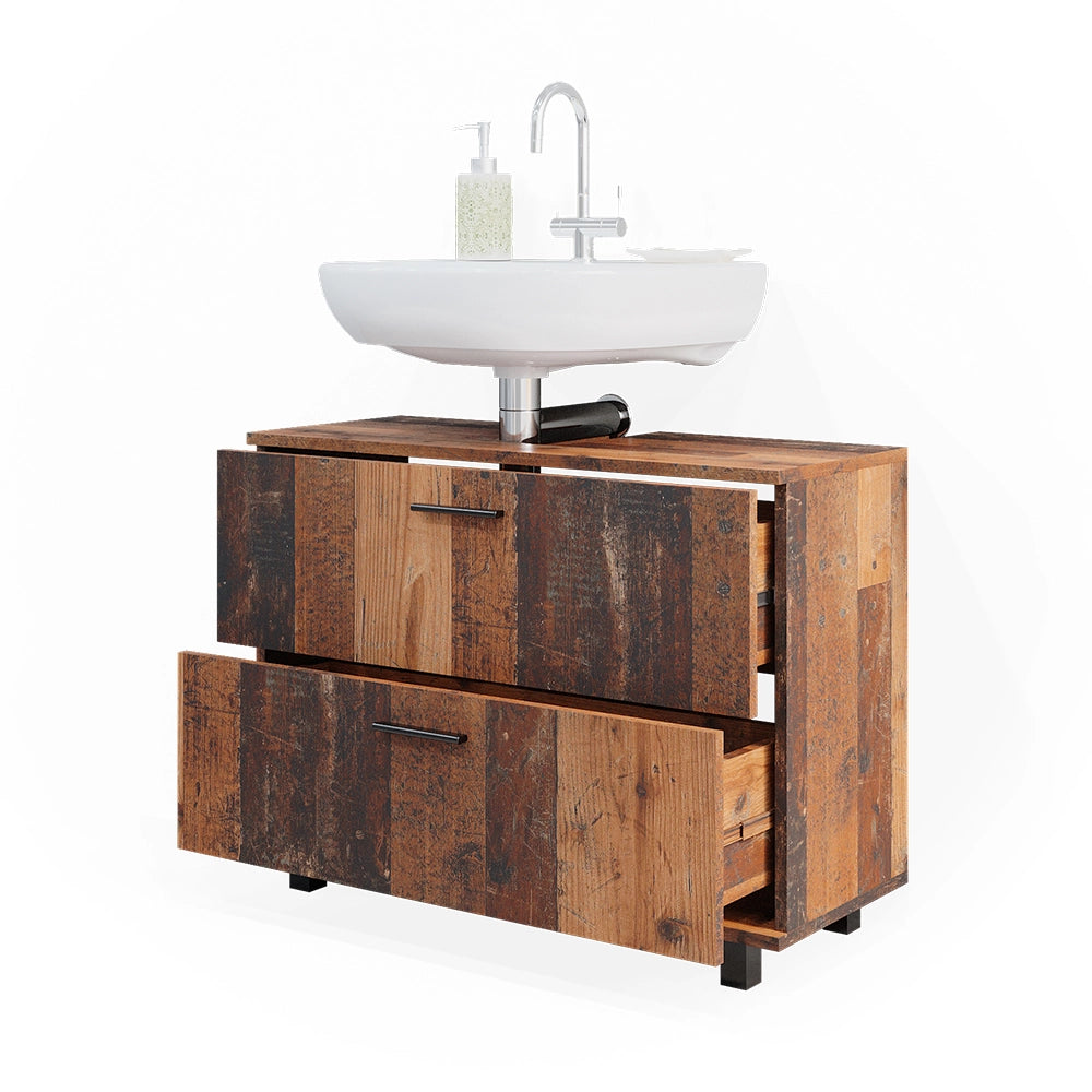 Vicco Mobile sottolavabo per bagno Rovere rustico 80 x 60 cm con 2 cassetti