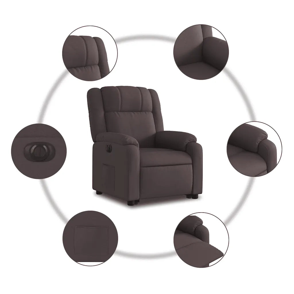Poltrona Alzapersona Reclinante Elettrica Marrone Scuro Tessuto 3205231