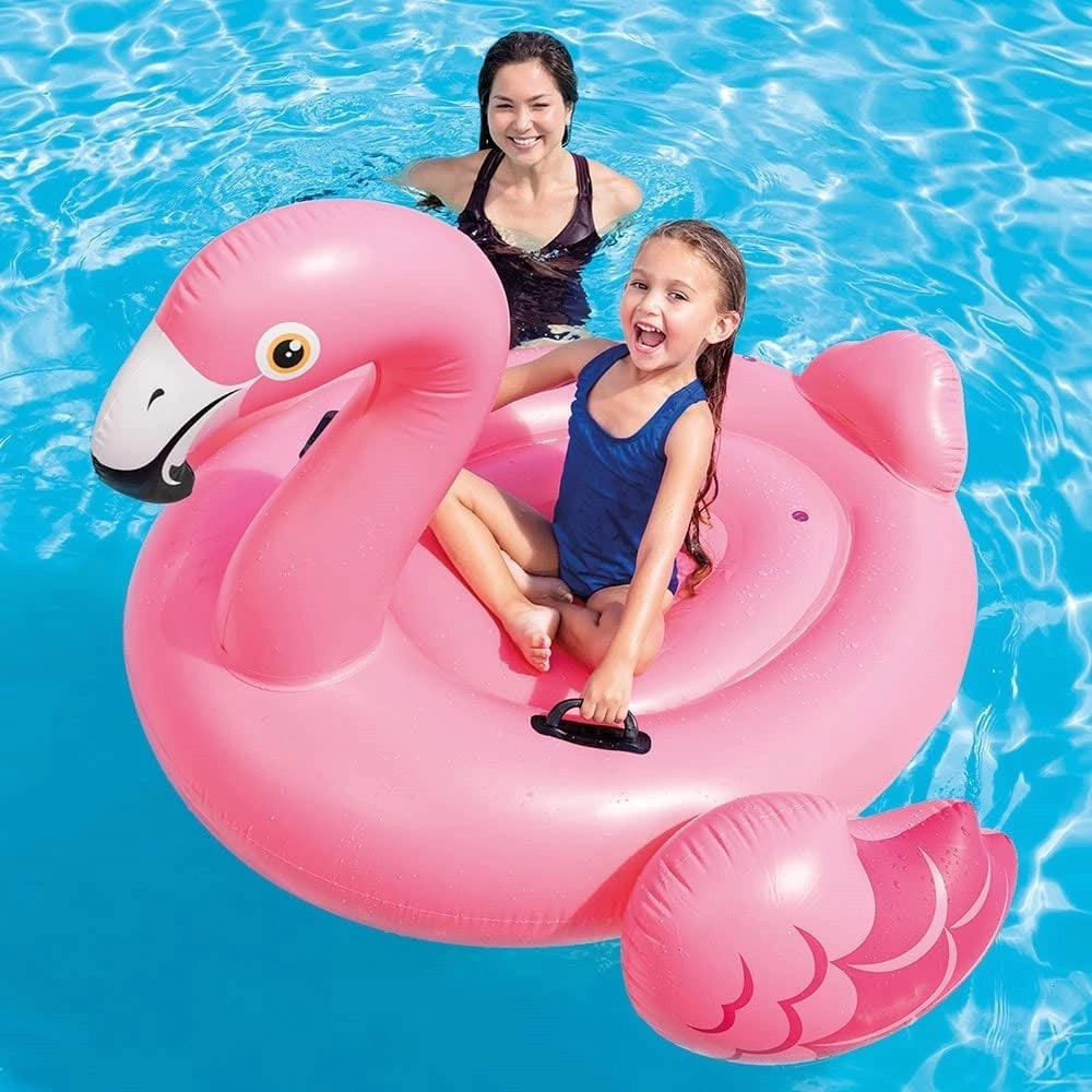 Trade Shop - Cavalcabile Fenicottero Gonfiabile 147x140x94 Cm Con Maniglie Mare Piscina 57558 -