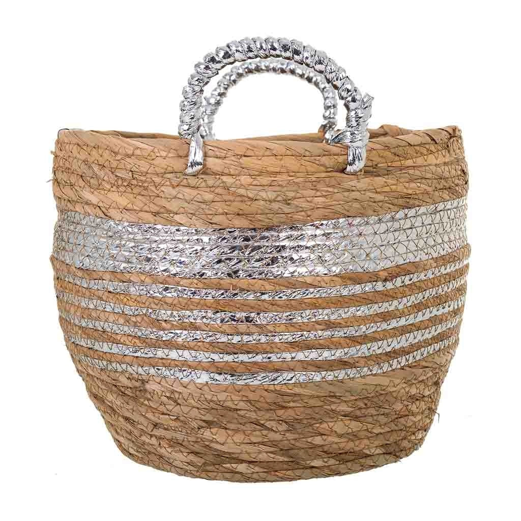 Navicella in fibra naturale marrone 28x28x24h