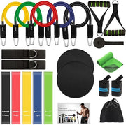 Set di 22 cavi di resistenza, 5 cavi di allenamento staccabili, 5 cavi di resistenza a lusso, 2 guide di guida - cardano, manubri, cinture singole, borsa portatile, asciugamano di raffreddamento immediato