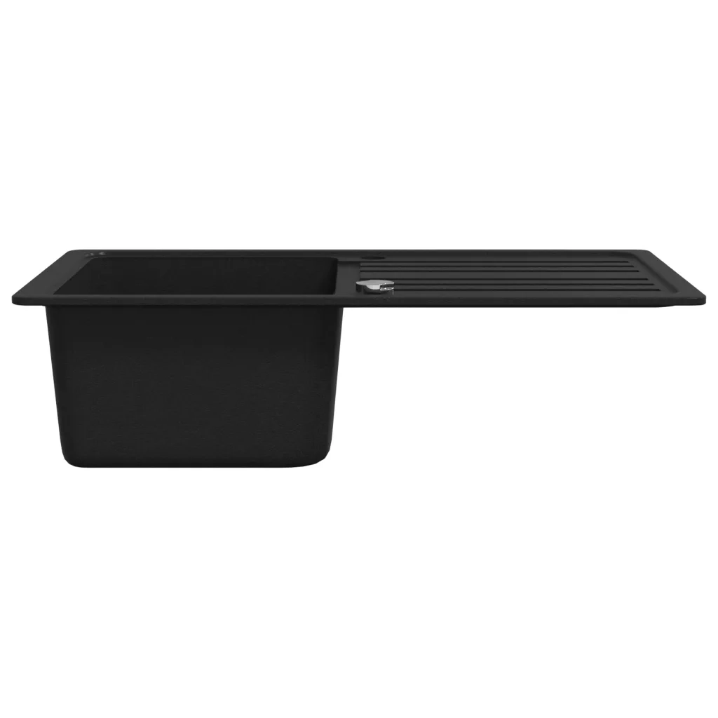 Lavandino Cucina Granito Singolo Scolapiatti Reversibile Nero CFW8668611