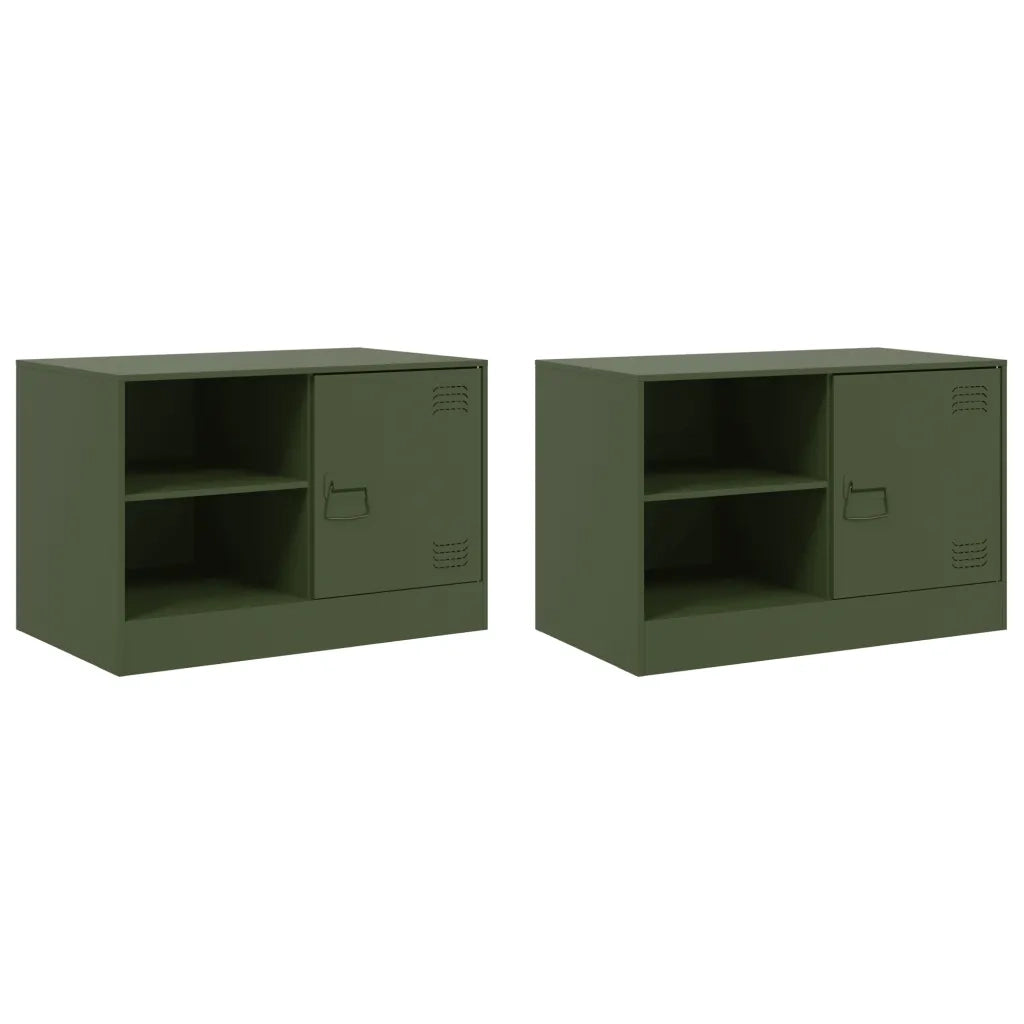 Mobili TV 2 pz Verde Oliva 67x39x44 cm in Acciaio 841700