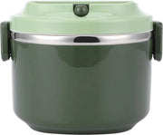 Contenitore per cibo termico, bento-box, contenitore per cibo, isolamento in acciaio inossidabile 304 senza fessure, rondo, per lavoro, esterno, sport, campeggio, picnic e viaggi (singola lastra verde)