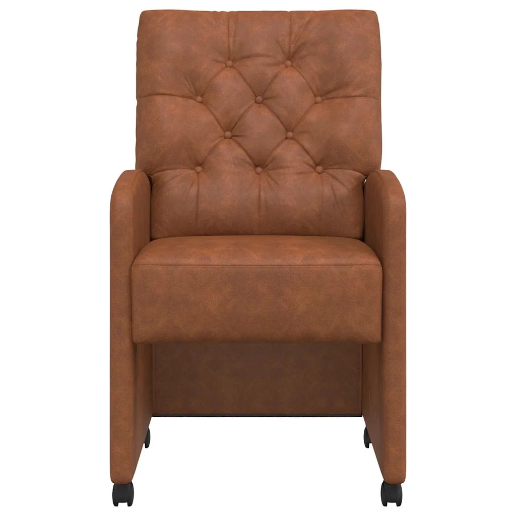 Sedie da Pranzo con Ruote 2 pz | Sedie da cucina Marrone 58 x 67 x 97 cm