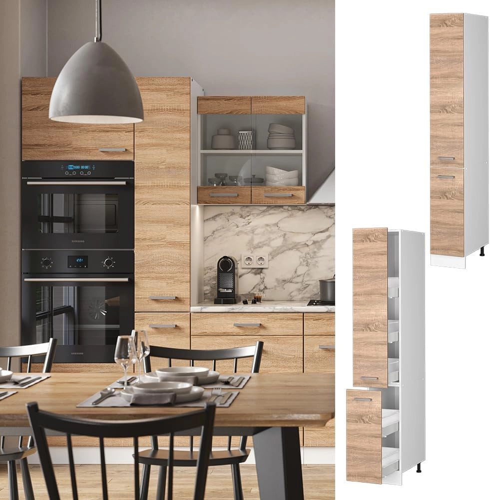 Armadio da farmacia R-Line, Sonoma, 30 cm, per la libera combinazione all'interno di sistemi cucina modulari