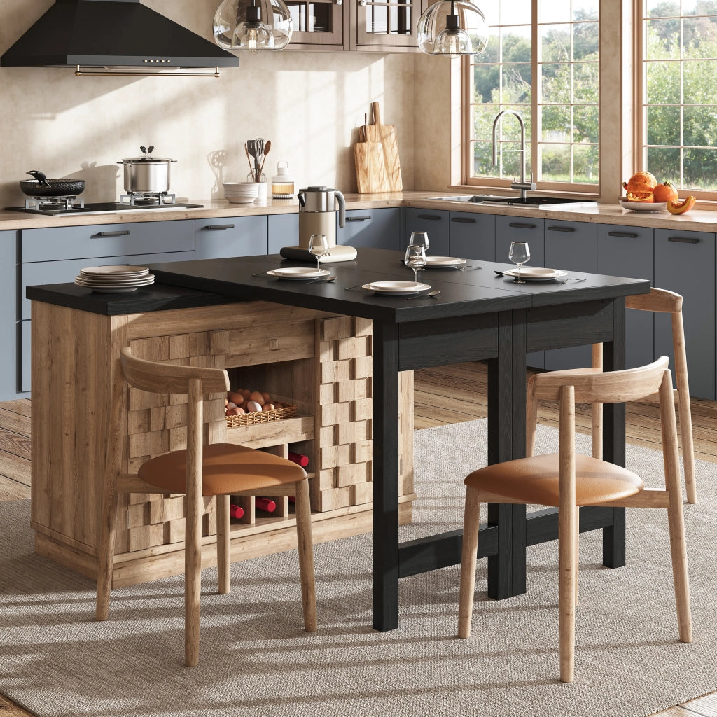 Mobile contenitore con 2 ante; cassetto e portabottiglie per cucina in MDF wood 120-197×40×74.2 cm