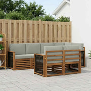 Set divano sezionale con cuscino 6 pcs Naturale e Grigio Chiaro