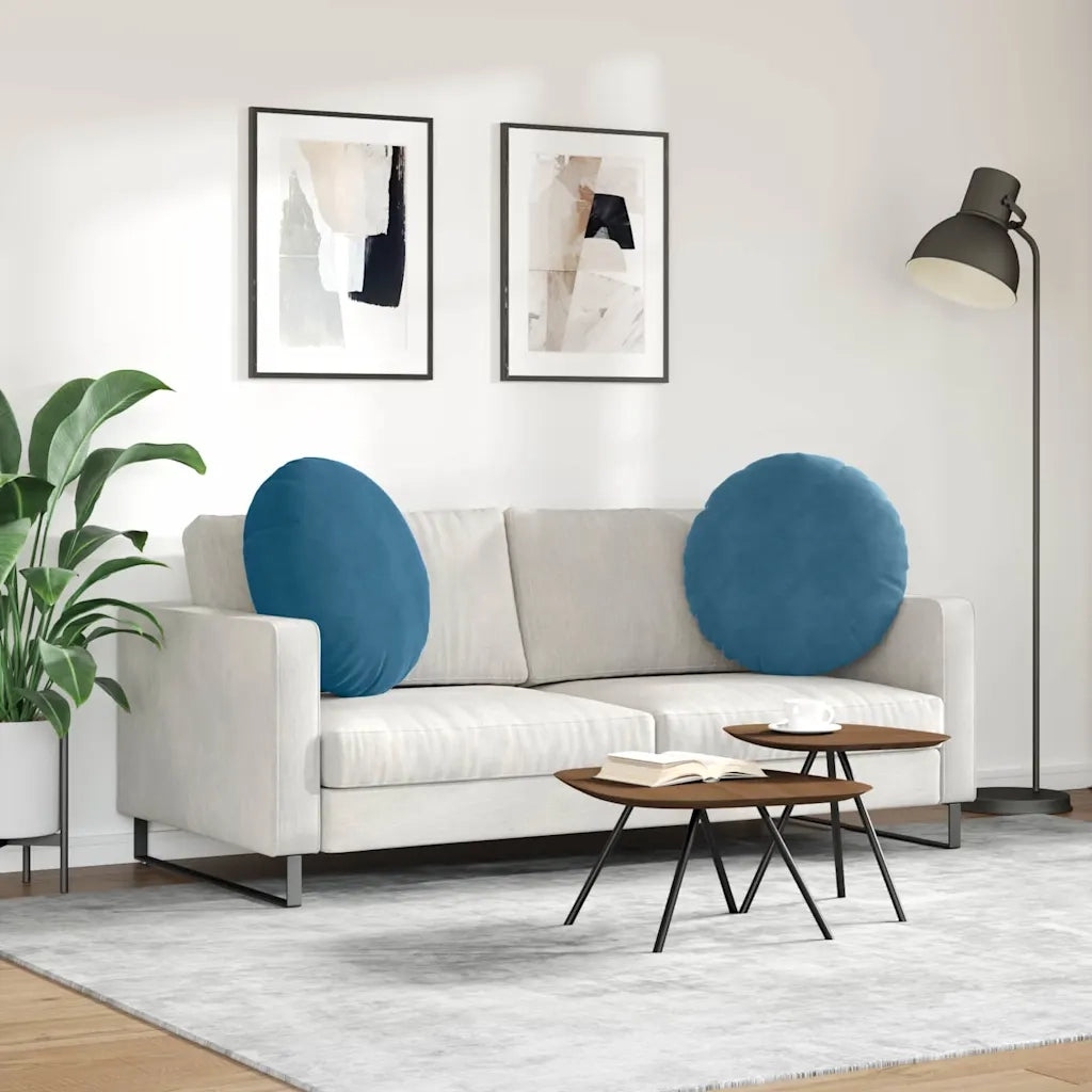 Cuscini per Seduta 2 pcs Blu Ø 80 x 29 cm Velluto 42014247