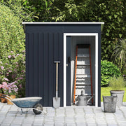 Capanno per Attrezzi da Giardino in Metallo, Casetta Porta Attrezzi in Acciaio con Porta Scorrevole Sistema di Blocco, Casetta per Stoccaggio per Prato e Cortile, 163 x 86 x 181 cm, Grigio