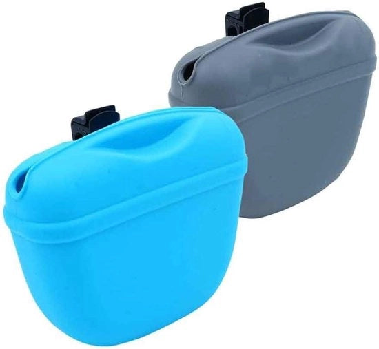 Illuminazione Verde - Sacca per cane impermeabile con clip di chiusura magnetica in silicone - Ideale per uso all'aperto - Set da 2 pezzi in blu e grigio