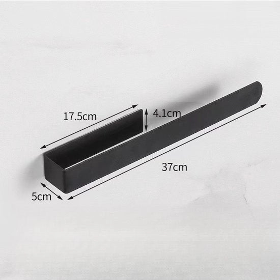 Maniglione autoadesivo - Supporto autoadesivo per asciugamani in bagno, maniglia in acciaio inossidabile lucidato a mano, sostenibile fino a 5 kg, nero - 37CM