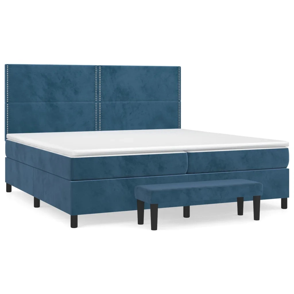 Giroletto a Molle con Materasso Blu Scuro 200x200 cm in Velluto 3137807