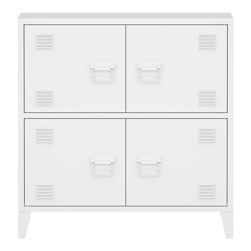 Armadio Hamina a 4 Ante Mobile in Acciaio per Archivio 82 x 80 x 40 cm Bianco [en.casa]