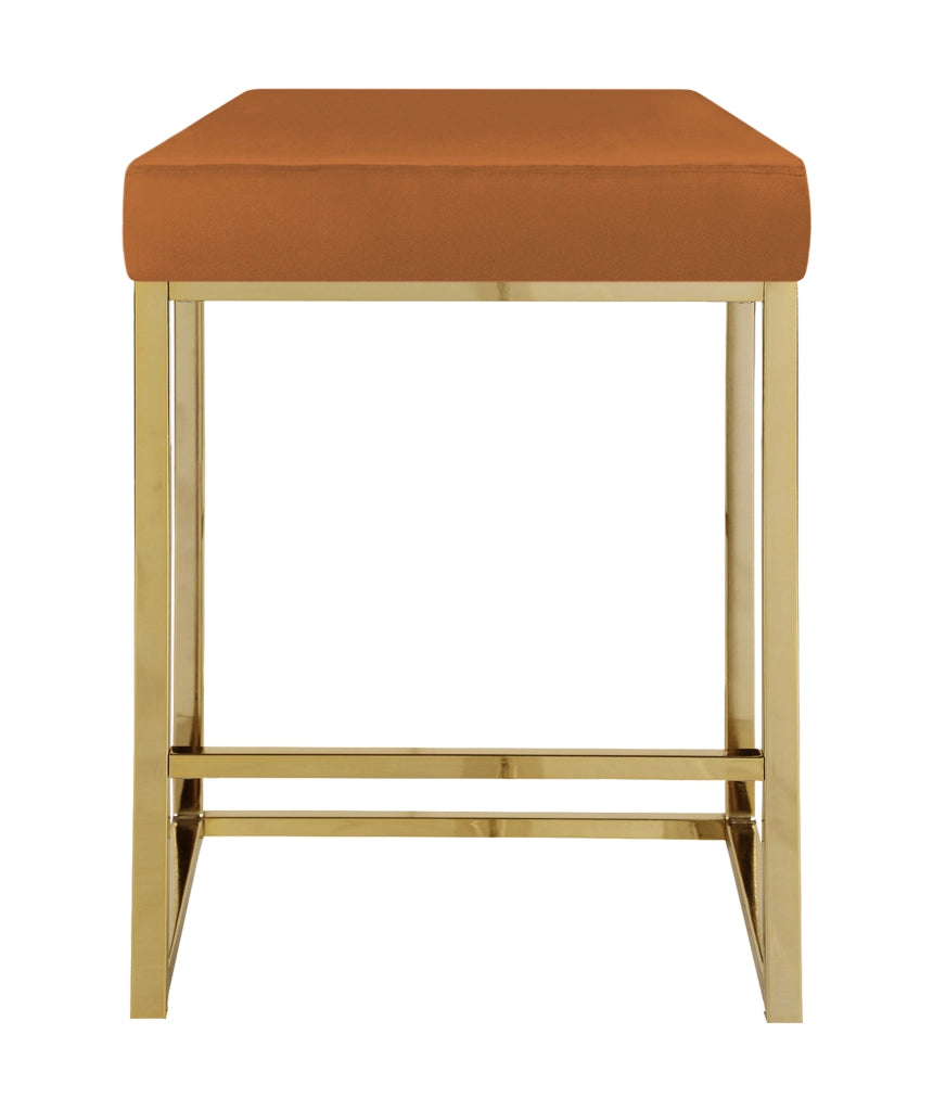 Sgabello Moderno In Velluto Sedile imbottito Gambe In Acciaio Dorato Senza Schienale Casa Sedia Cucina Bar Pub Seduta Rialzata Di Design - Ruggine
