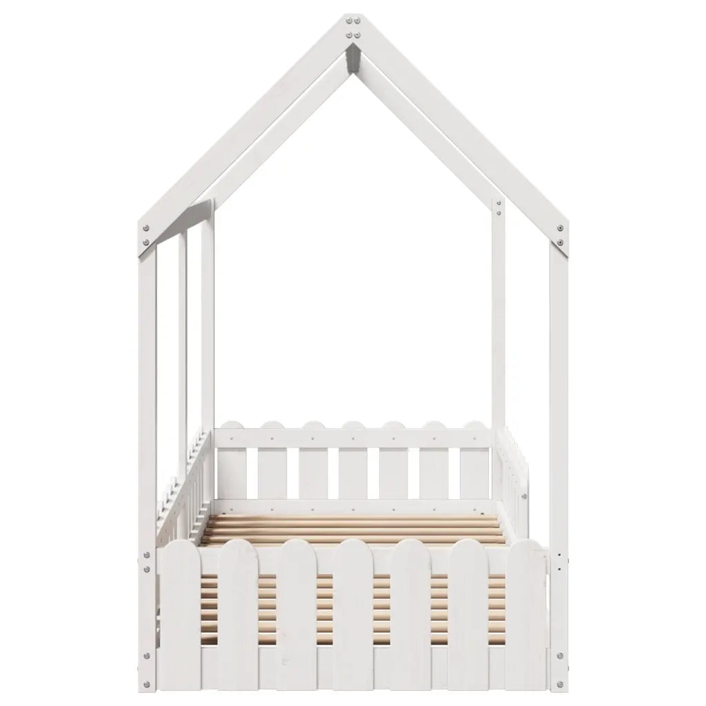 Giroletto Casetta Bambini Bianco 90x200 cm Legno Massello Pino