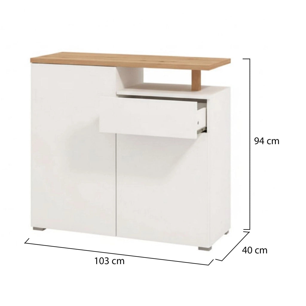 Madia Levate, Credenza un Cassetto, 102.5x40x94h cm Bianco