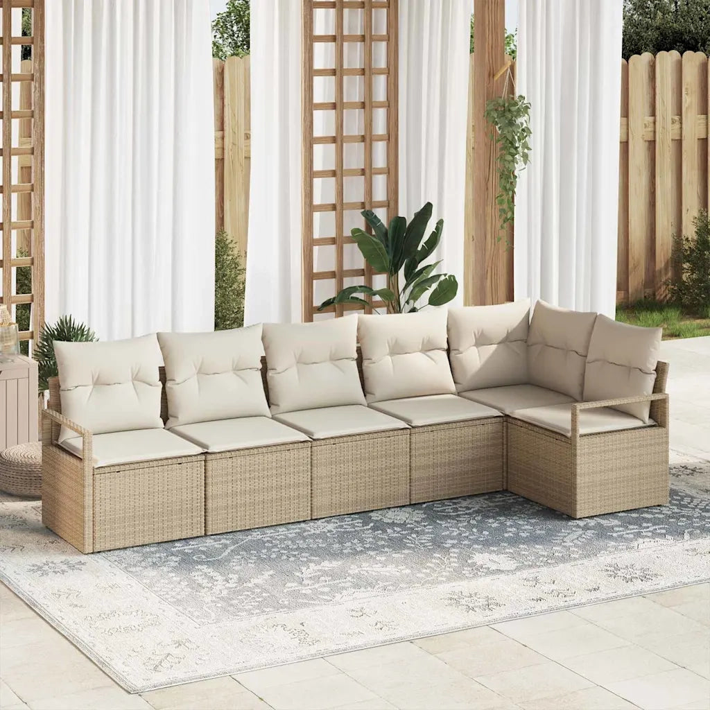 Set di divani 6 pcs Beige polyrattan