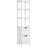 Libreria con 3 ripiani aperti e 2 cassetti ¨C Zephmum ¨C 30x30x144 cm bianco