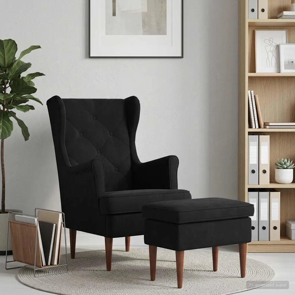 Poltrona con Ottomano 2 pz Nero Velluto 3418851