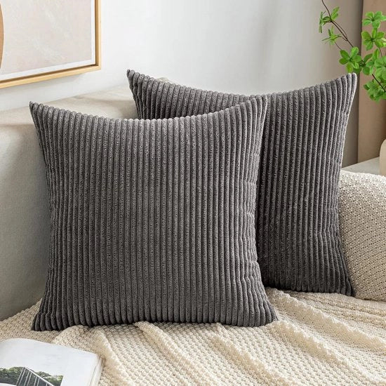 Copertina di tessuto a fiamma - Decorativo rivestimento morbido per divano, poltrona, casa - Grigio, 45 x 45 cm