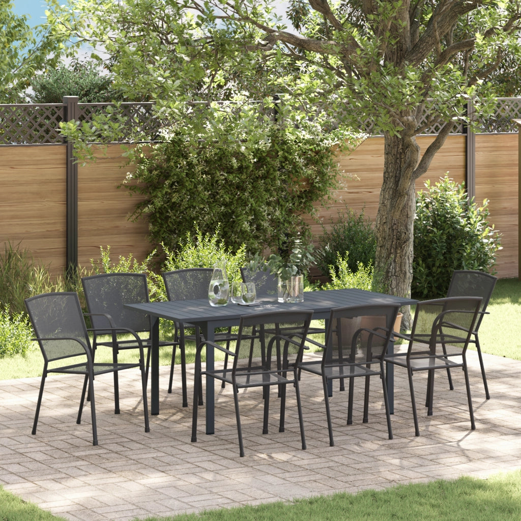 Set da Pranzo da Giardino 9 Pezzi Acciaio Anthracite