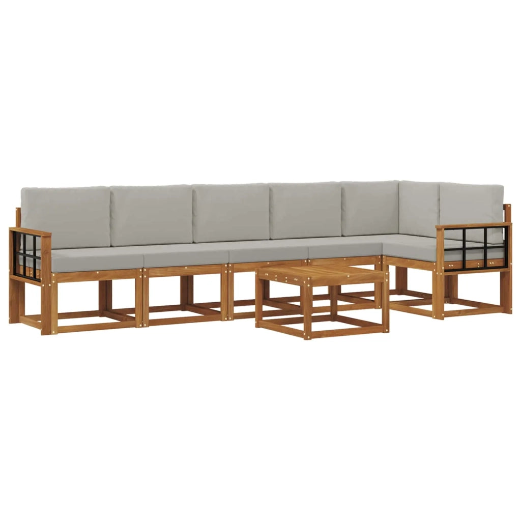 Set di divani da esterno 7 pcs Grigio Naturale e Chiaro 3366509