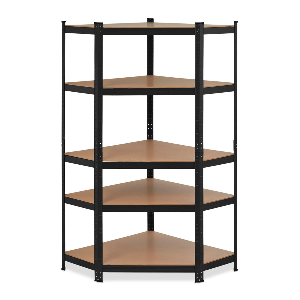 Nook - Scaffale angolare per carichi pesanti in metallo e MDF con 5 ripiani regolabili 180x75x40 cm