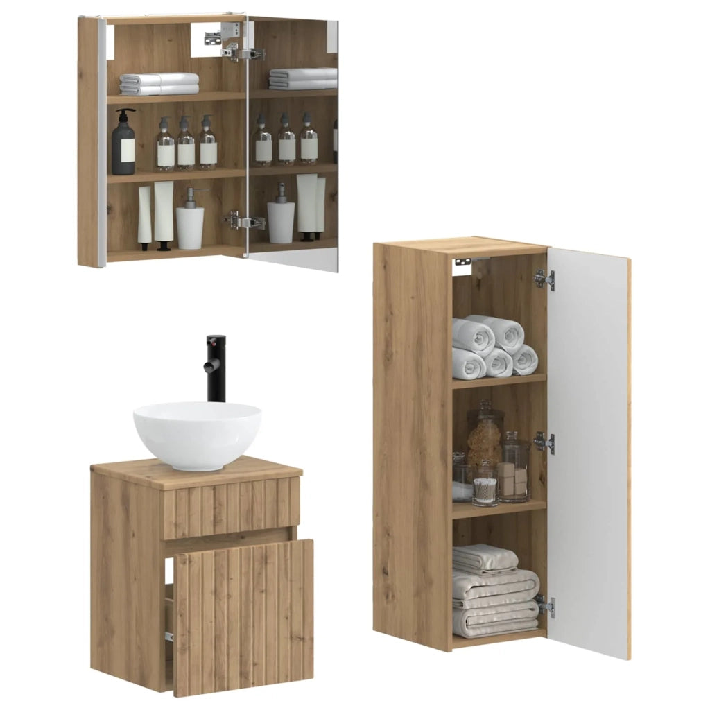Set di mobili per il bagno 4 pcs Rovere Artigianale 3407478