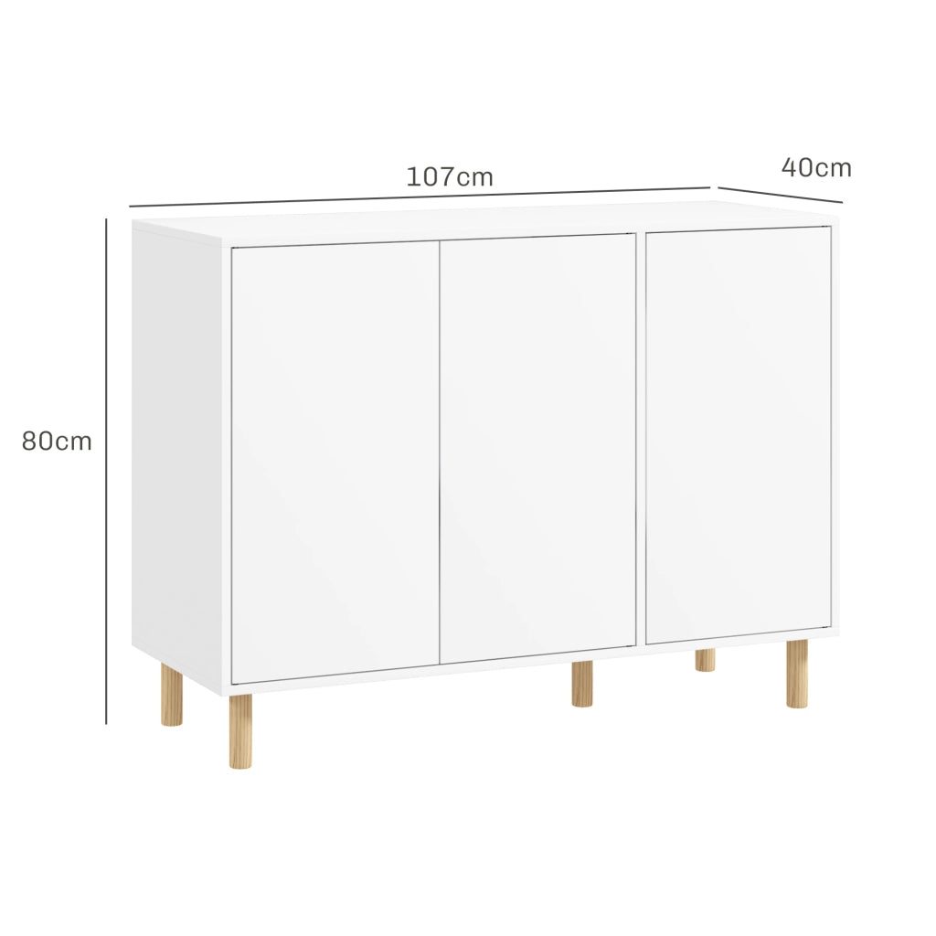 Credenza con 2 Armadietti e 3 Ripiani in Legno ¨C Zephmum ¨C Bianco 107x40x80 cm