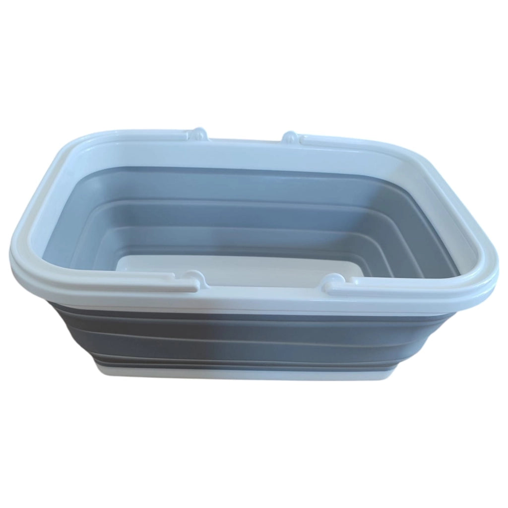 BACINELLA PIEGHEVOLE MULTIFUNZIONE 38x28x15cm GRIGIO E BIANCO CON MANIGLIE