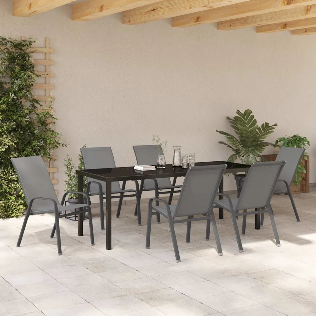 Set da Pranzo per Giardino 7 pcs Grigio e Nero 3379126