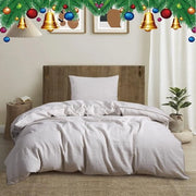 Set di lenzuola 200x200 cm 3 pezzi 100% lino naturale - 1 lenzuolo 200x200 cm + 2 federe 80x80 cm con chiusura a cerniera, morbidi e respiranti, lino naturale