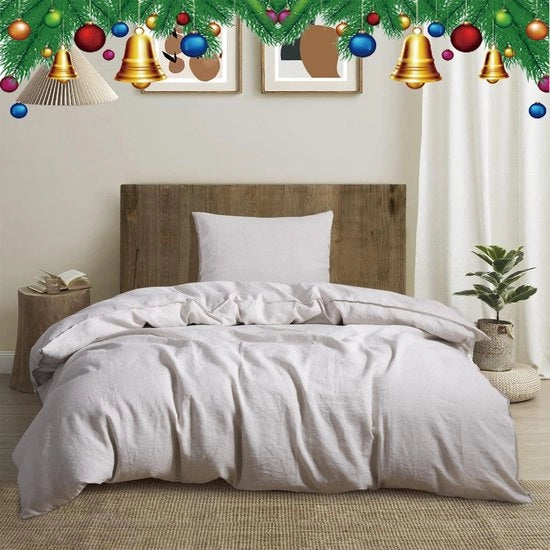 Set di lenzuola 200x200 cm 3 pezzi 100% lino naturale - 1 lenzuolo 200x200 cm + 2 federe 80x80 cm con chiusura a cerniera, morbidi e respiranti, lino naturale