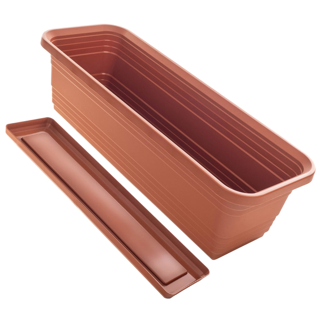 Vaso da fiori per balcone KADAX, 50 cm + sottovaso rosso mattone