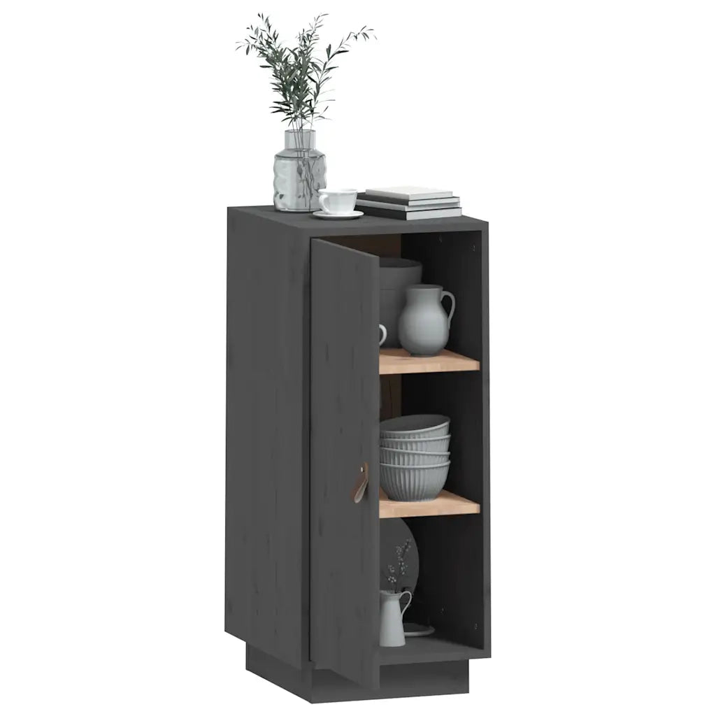 Credenza Grigia 34x40x75 cm in Legno Massello di Pino 820114