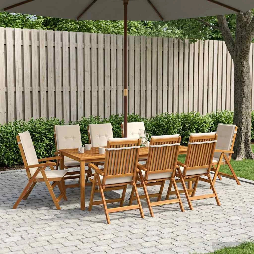 Set da pranzo da giardino da 9 pezzi Naturale 3434584