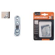 Trade Shop - Set 2 Pz Lastrina Ad Angolo 50mm Sostegno Staffa Angolare Con Viti Mobili 94780 -