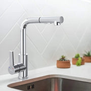 Kraan da bagno con testa da doccia estensibile - attacco per lavabo - rubinetto girevole 360°