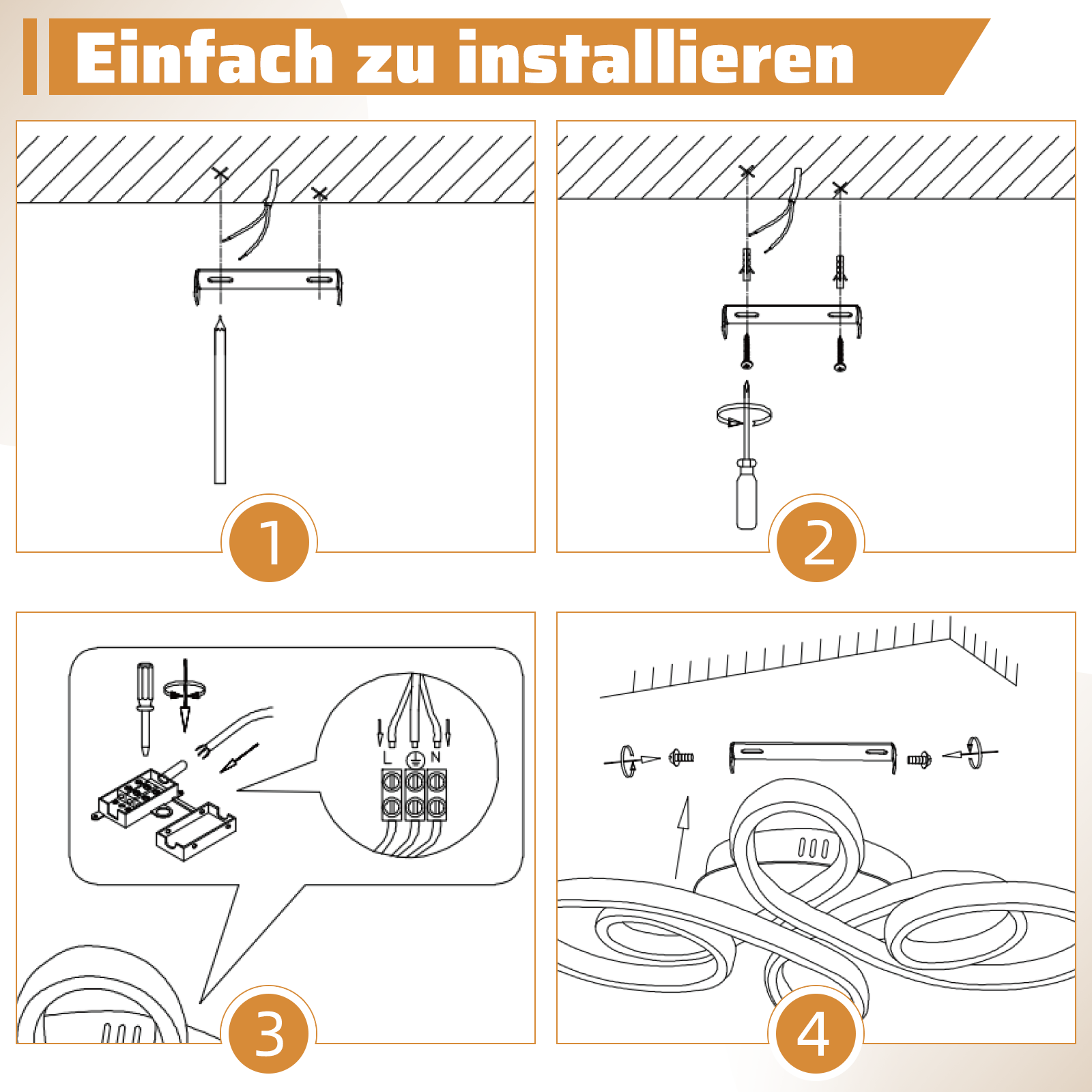 ZMH Lampada da soffitto plafoniera LED moderna bianca 40cm 30W 3000K luce calda