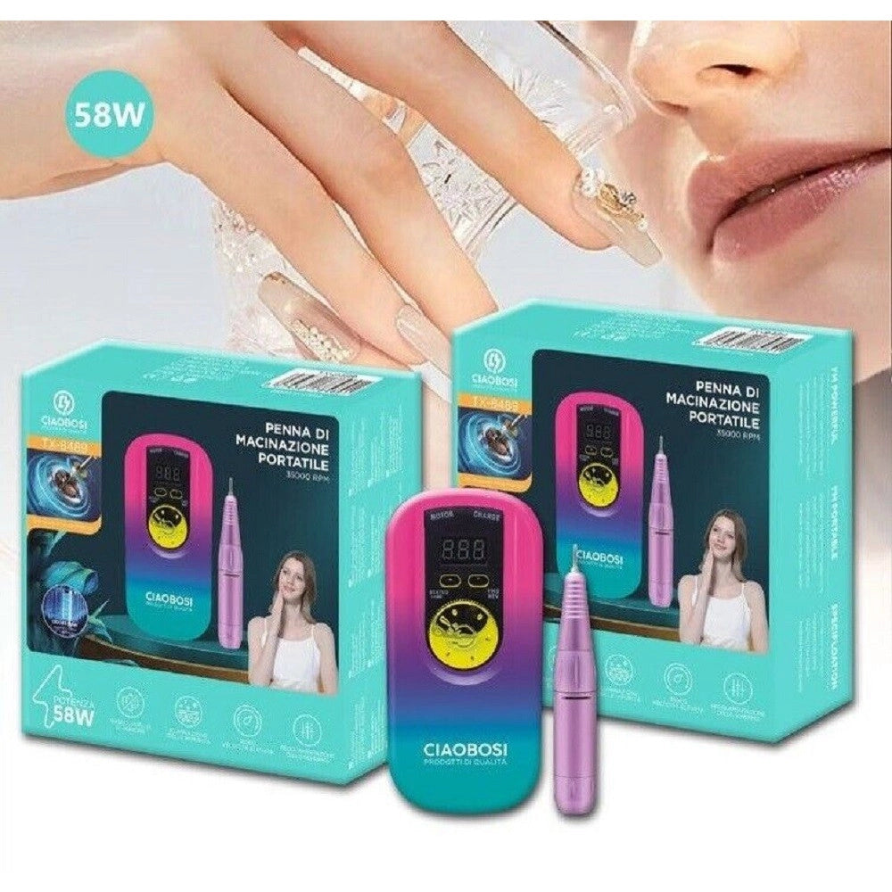 Trade Shop - Fresa Unghie Portatile 35000giri Ricaricabile Manicure Pedicure Nail 58w Tx-8489 -